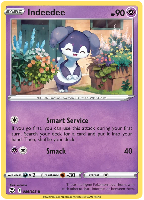 Indeedee common #086 Pokémon kaart uit de Silver Tempest set