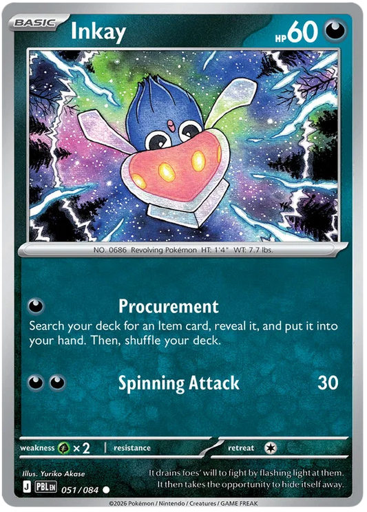 Inkay #051 common Pokémonkaart uit de set Pitch Black