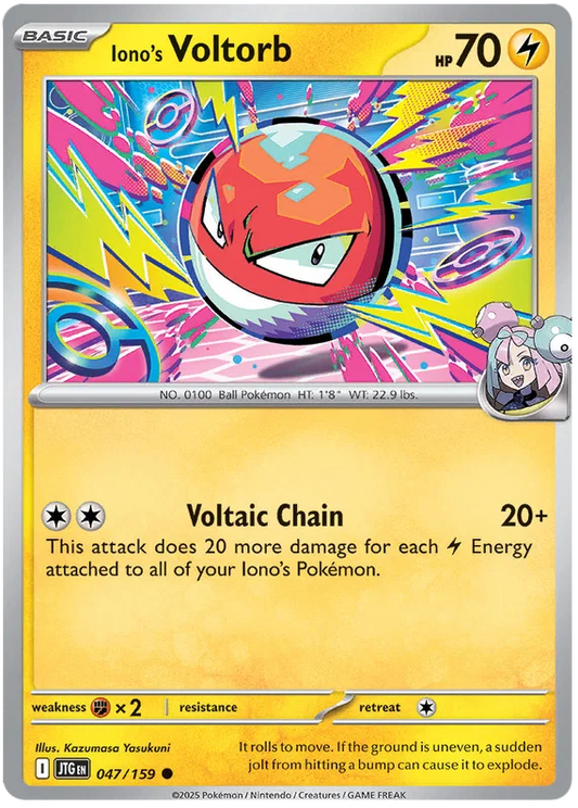 Pokémon Iono's Voltorb common kaart nummer 047 uit de Journey Together set