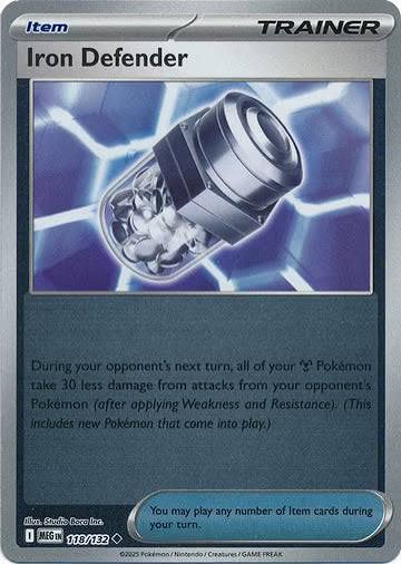 Pokémon Iron Defender reverse holo kaart #118 uit de Mega Evolution set