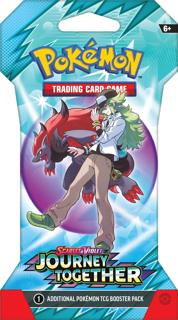 Pokémon Scarlet & Violet Journey Together sleeved booster pack met 10 kaarten en 1 energy kaart, inclusief kans op Pokémon ex.