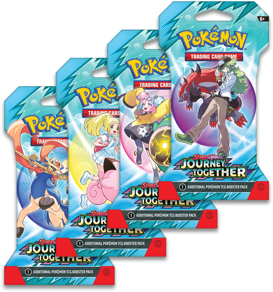 Pokémon Scarlet & Violet Journey Together sleeved booster pack met 10 kaarten en 1 energy kaart, inclusief kans op Pokémon ex.