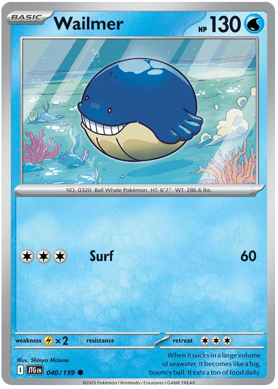 Pokemon Journey Together Wailmer #040 common kaart uit de Journey Together set