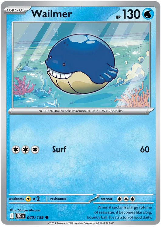 Pokemon Journey Together Wailmer #040 common kaart uit de Journey Together set