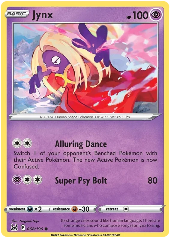 Jynx common kaart 068/196 uit de Pokémon Lost Origin set