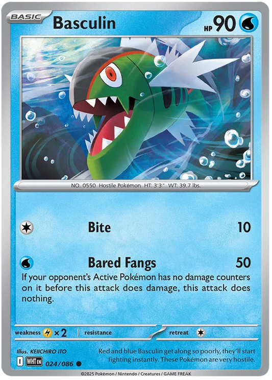 Basculin common Pokémon kaart nummer 024 uit de White Flare set