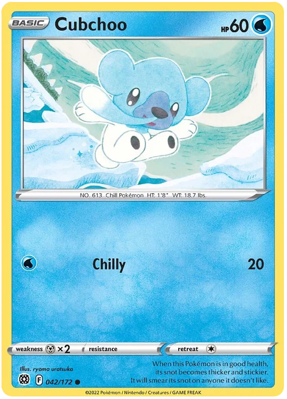 Pokémon kaart Cubchoo #042/172 common uit de Brilliant Stars set