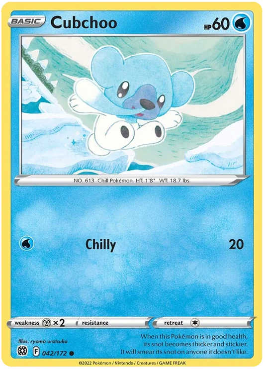 Pokémon kaart Cubchoo #042/172 common uit de Brilliant Stars set