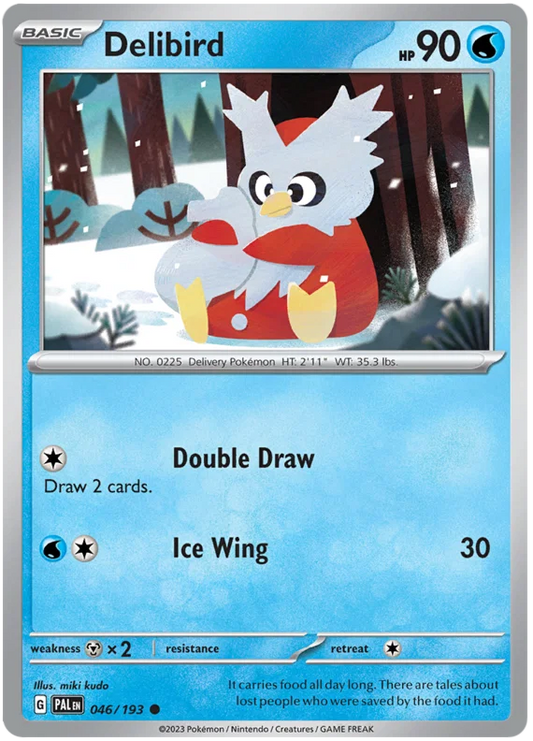 Delibird common Pokémon kaart #046/193 uit de Paldea Evolved set