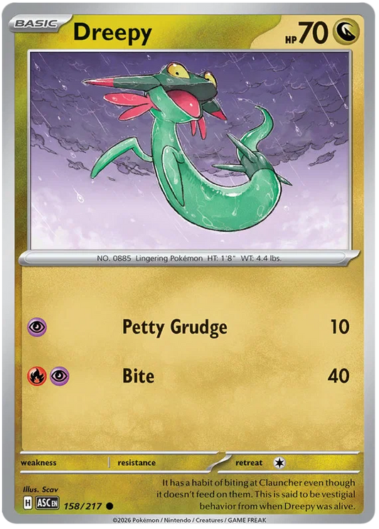 Pokémon kaart Dreepy common #158 uit de Ascended Heroes set