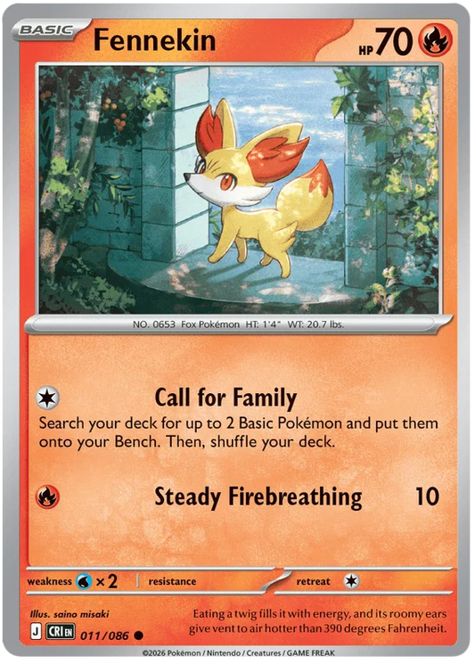 Fennekin common Pokémon kaart nummer 011 uit de set Chaos Rising