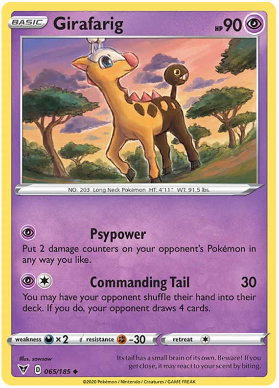 Girafarig common Pokémon kaart uit de Vivid Voltage set met 90 HP