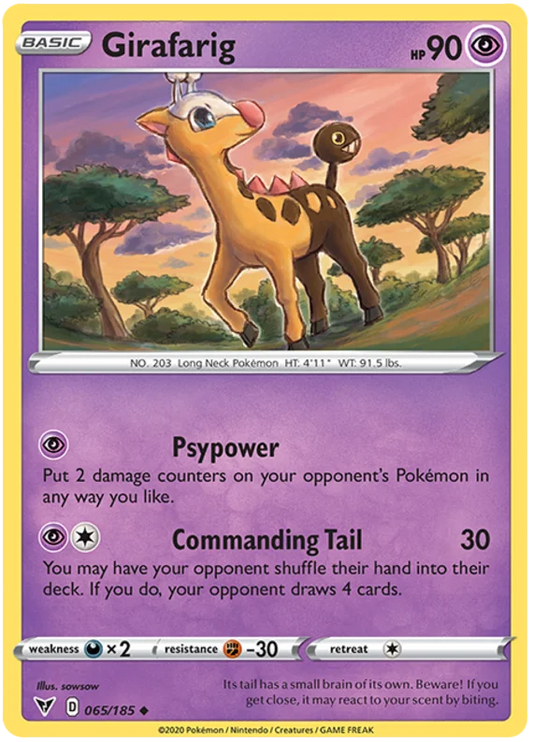 Girafarig common Pokémon kaart uit de Vivid Voltage set met 90 HP