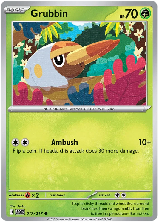 Pokémon kaart Grubbin common #017 uit de Ascended Heroes set