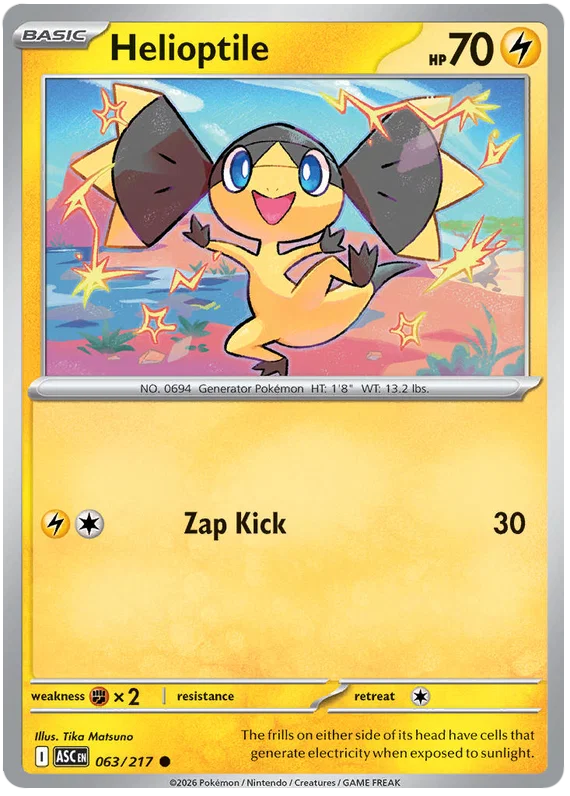 Helioptile common Pokémon kaart uit de set Ascended Heroes met kaartnummer 063
