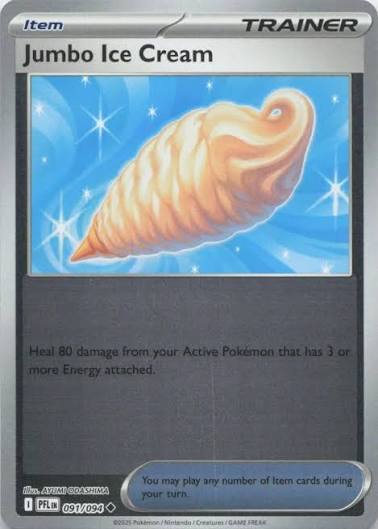 Pokemon kaart Jumbo Ice Cream Reverse Holo nummer 091 uit Phantasmal Flames