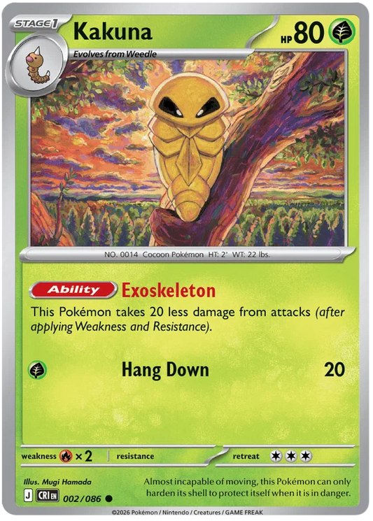 Kakuna #002 common Pokémon kaart uit de Chaos Rising set