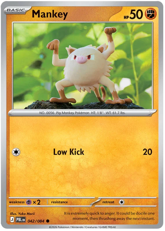 Mankey #042 common Pokemon kaart uit de Pitch Black set