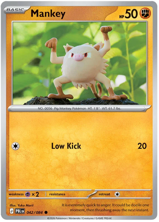 Mankey #042 common Pokemon kaart uit de Pitch Black set