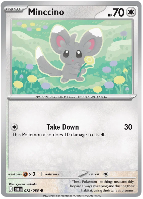 Pokémon kaart Minccino #072 common uit de set Chaos Rising