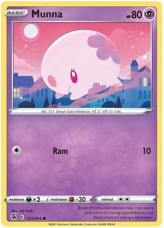 Munna common Pokemon kaart nummer 121/264 uit de Fusion Strike set