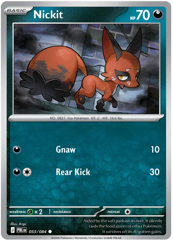 Pokémon kaart Nickit #053 common uit de Pitch Black set