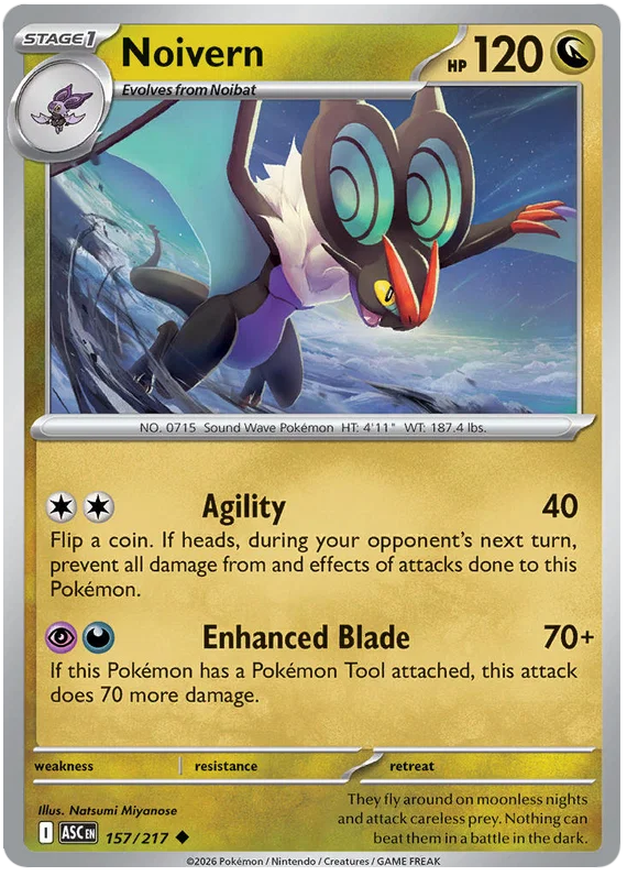 Pokemon kaart Noivern #157 common uit de Ascended Heroes serie