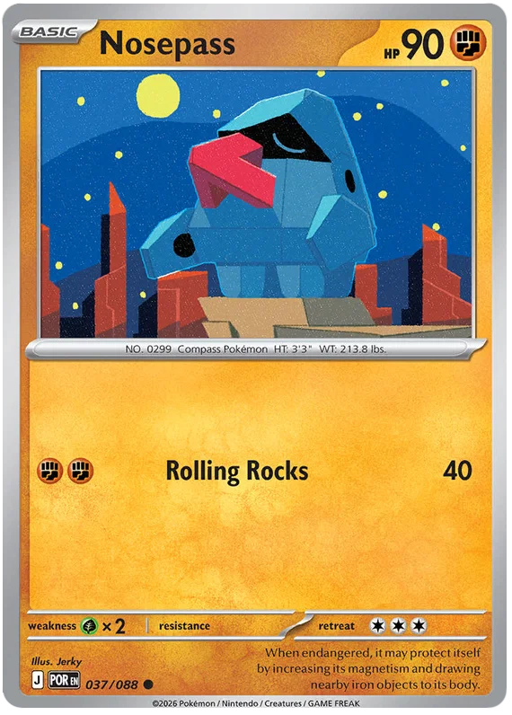 Nosepass common kaart #037 uit de Pokémon set Perfect Order