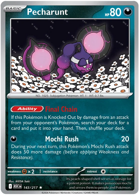 Pecharunt Holo #143 Pokemon kaart uit de Ascended Heroes set