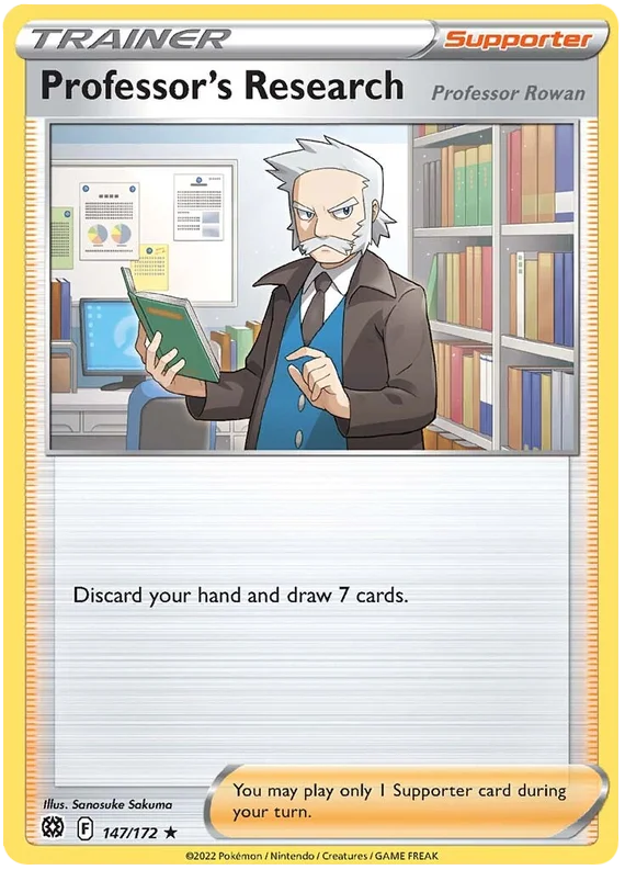 Professor's Research Pokémon kaart met Professor Rowan uit Brilliant Stars 147/172