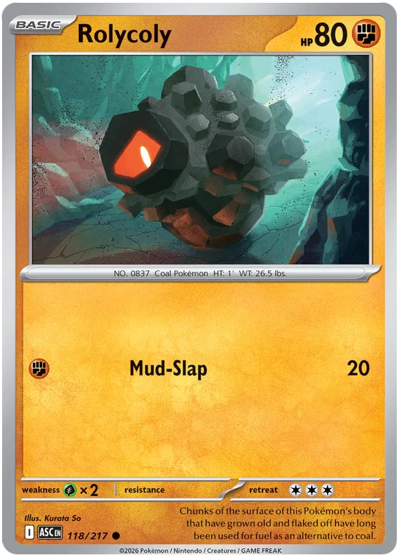 Rolycoly common kaart #118 uit de Ascended Heroes kaartenset