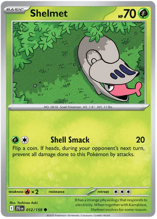 Shelmet common Pokemon kaart uit de Journey Together set nummer 012
