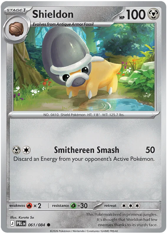 Shieldon common Pokémon kaart nummer 061 uit de set Pitch Black