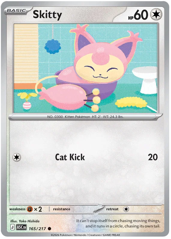 Skitty common Pokemon kaart nummer 165 uit de set Ascended Heroes