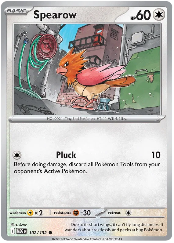 Pokemon kaart Spearow #102 common uit de Mega Evolution set