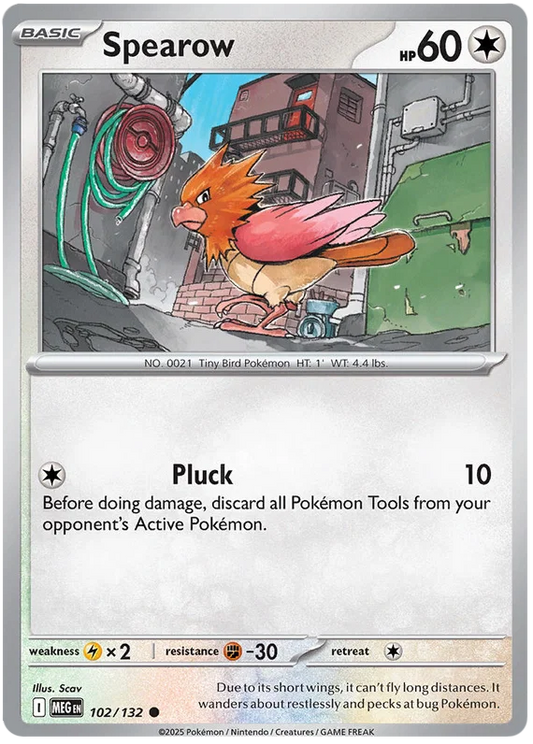 Pokemon kaart Spearow #102 common uit de Mega Evolution set