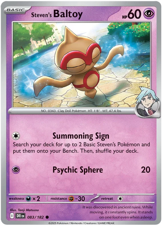 Steven's Baltoy common Pokemon kaart nummer 083 uit Destined Rivals set