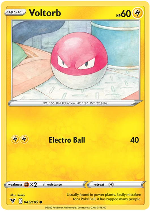 Pokémon kaart Voltorb #045/185 common uit de Vivid Voltage set