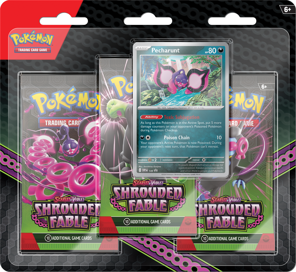 Shrouded Fable 3-Pack Blister met Foil Pecharunt kaart en 3 Booster packs