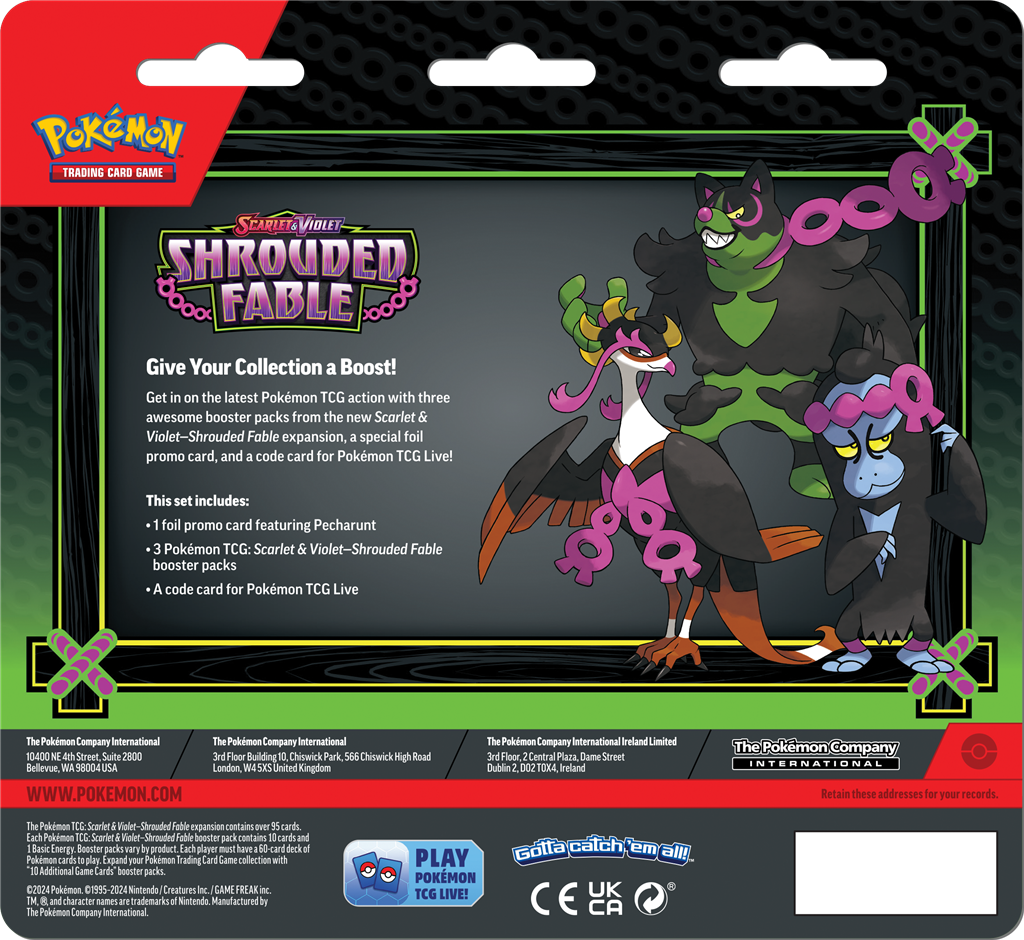 Shrouded Fable 3-Pack Blister met Foil Pecharunt kaart en 3 Booster packs