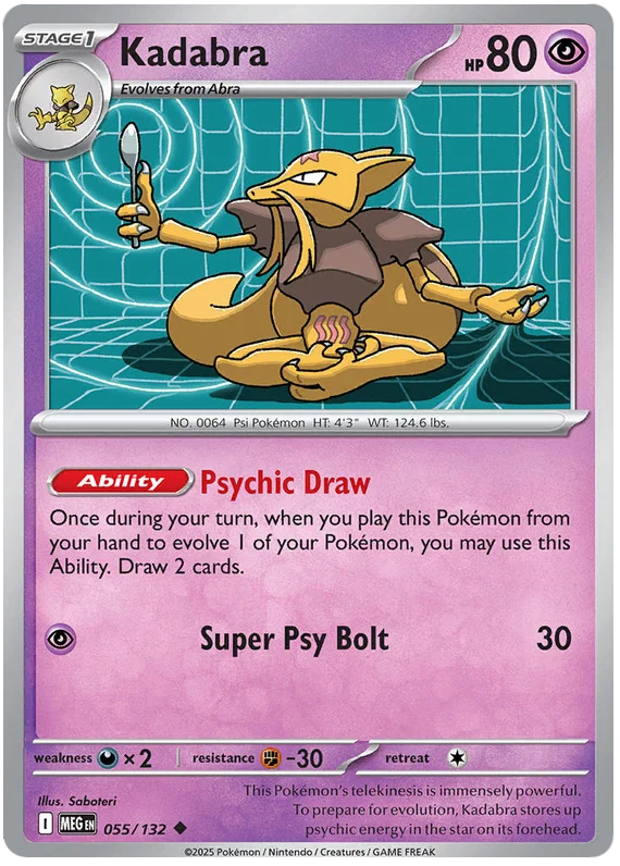 Pokémon Kadabra #055 common kaart uit de Mega Evolution set