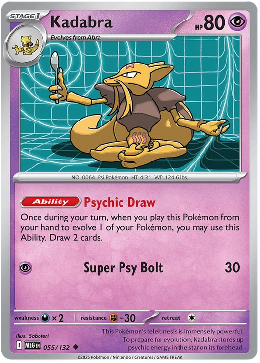 Pokémon Kadabra #055 common kaart uit de Mega Evolution set