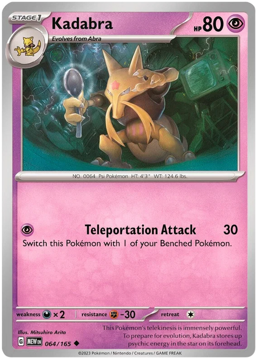 Pokémon Kadabra common kaart nummer 064 uit de 151 set