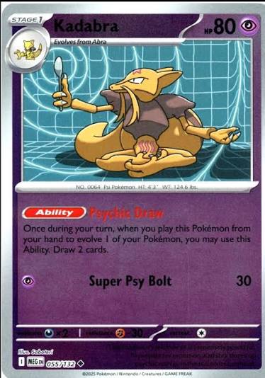 Kadabra Reverse Holo #055 Pokémon kaart uit de Mega Evolution set