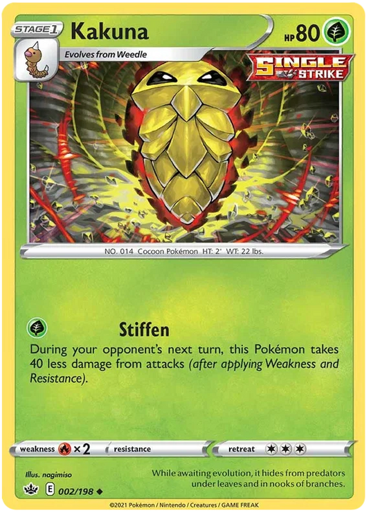 Kakuna common Pokémon kaart nummer 002/198 uit de Chilling Reign set