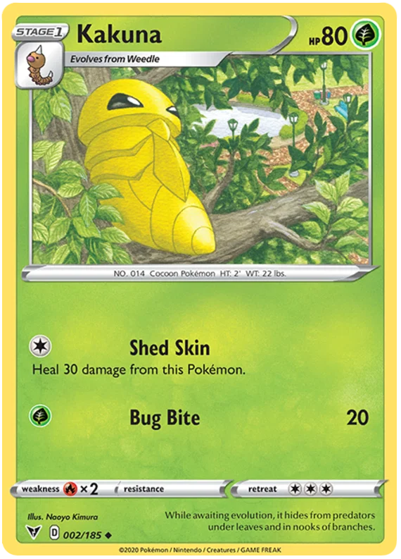 Kakuna common kaart 002/185 uit de Pokémon Vivid Voltage set