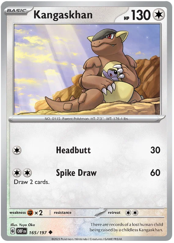 Pokémon Kangaskhan #165 common kaart uit de Obsidian Flames set