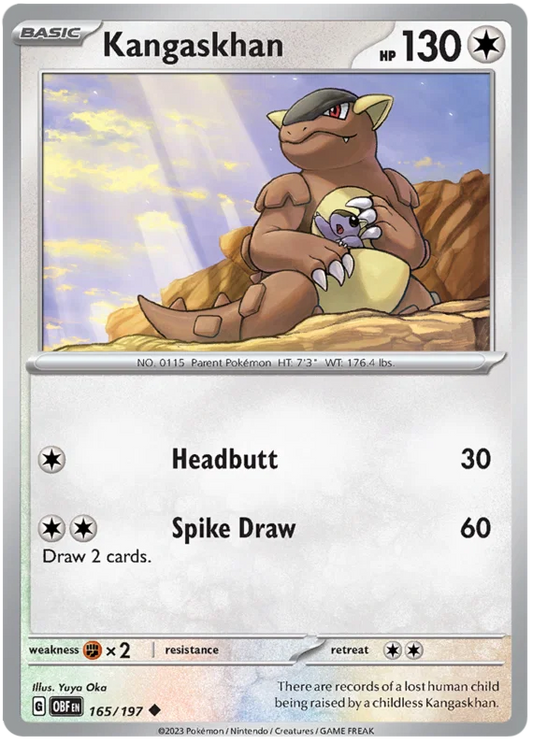 Pokémon Kangaskhan #165 common kaart uit de Obsidian Flames set