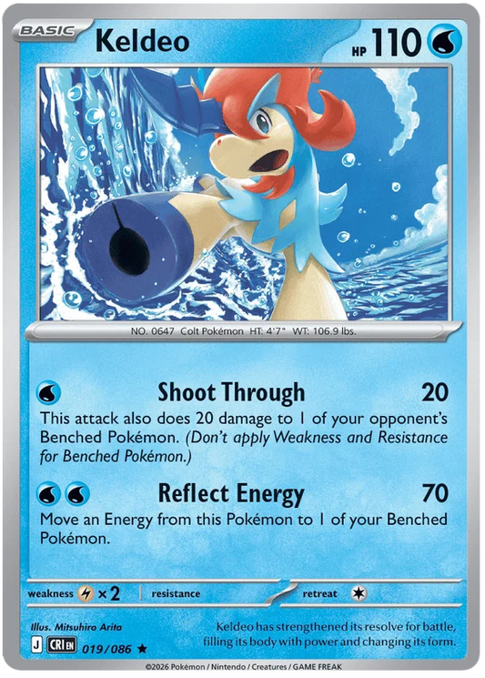 Keldeo Holo #019 losse Pokémon kaart uit de Chaos Rising set