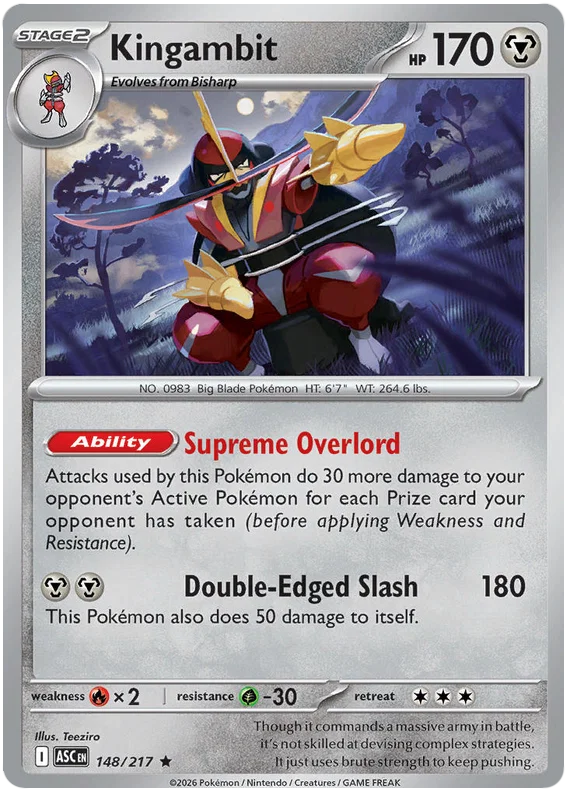 Pokémon Kingambit Holo kaart nummer 148 uit de Ascended Heroes set